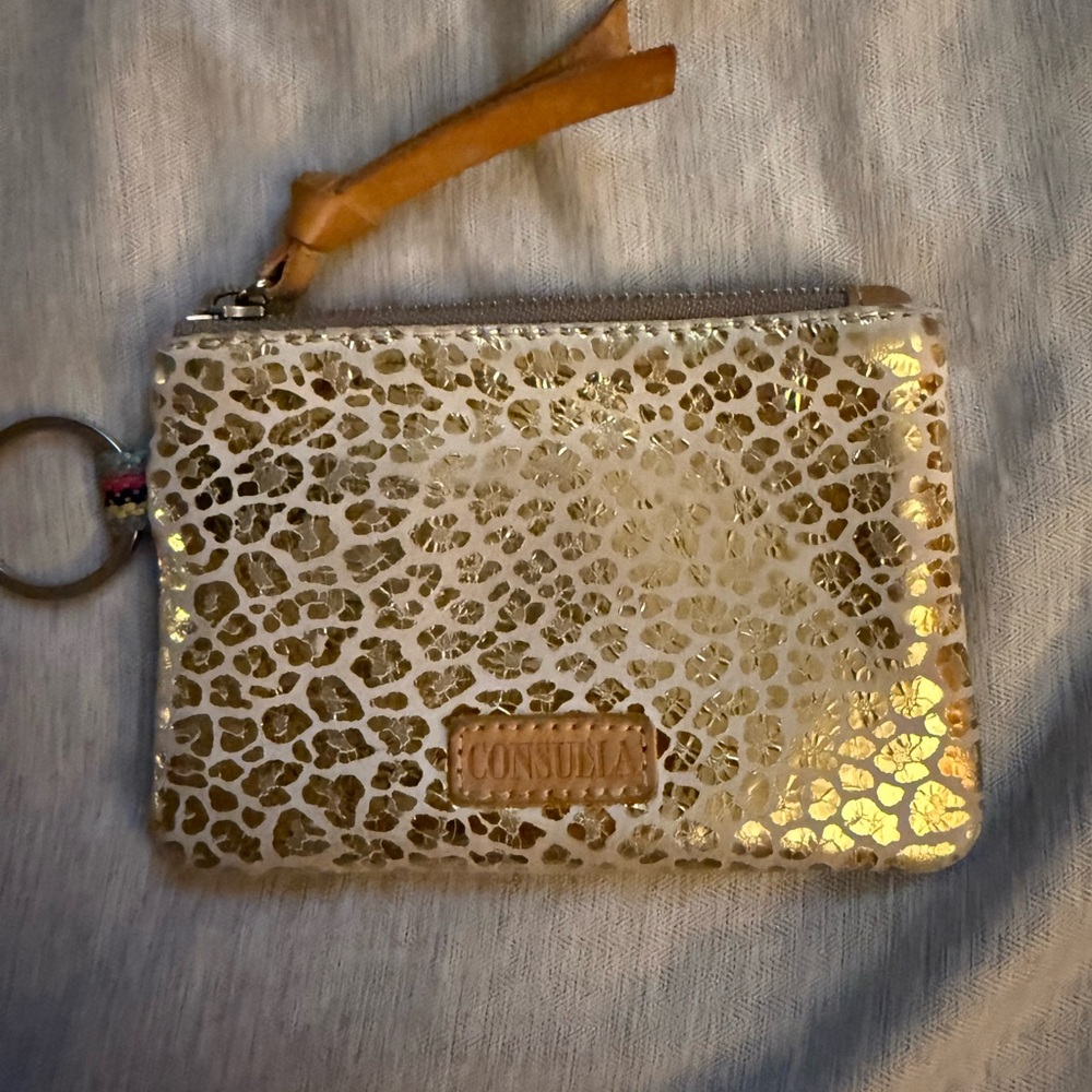 Consuela Gold and White Wristlet